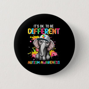 Bóton Redondo 5.08cm Elefante Flor Conscientização do Autismo Está Ok S