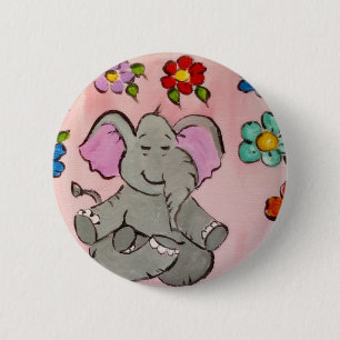 Bóton Redondo 5.08cm Elefante na meditação