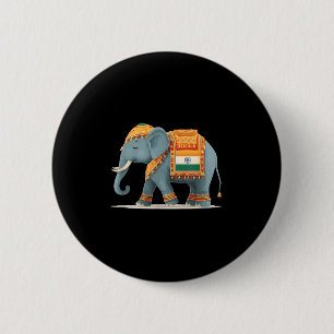 Bóton Redondo 5.08cm Elefante Relaxado No Figurino De Cores Indianos