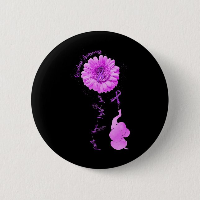 Bóton Redondo 5.08cm Elefante Sunflower Faith Esperança Luta Contra Sob (Frente)