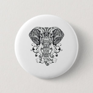 Bóton Redondo 5.08cm Elefante Yoga Elefante Mandala Ganesha Chakra Tril