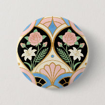 Elegante Botões Art Déco Rosas Cor-de-Rosa e Lírio