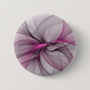 Bóton Redondo 5.08cm Elegante Caos Moderno Arte Abstrato Rosa Fractal