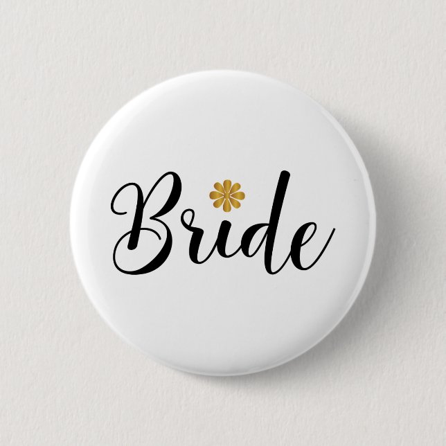 Bóton Redondo 5.08cm Elegante de Casamento de Chá de panela Bride (Frente)