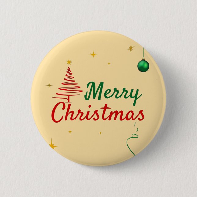 Bóton Redondo 5.08cm Elegante Design de Natal Feliz (Frente)