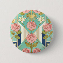 Elegante Flor de Rosas Cor-de-Rosa Art Déco