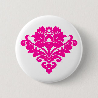 Bóton Redondo 5.08cm Elegante fuchsia damask on white