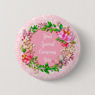 Bóton Redondo 5.08cm Elegante Quadro Floral: para Todas as Ocasiações