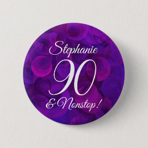 Bóton Redondo 5.08cm Elegante Roxo 90 e Festa de aniversário Ininterru
