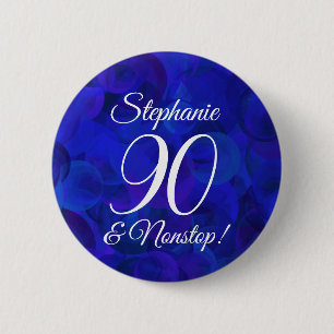 Bóton Redondo 5.08cm Elegante Royal Blue 90 e Festa de aniversário ini
