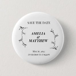 Bóton Redondo 5.08cm Elegante Save the Date Botão Redondo com Prendedor