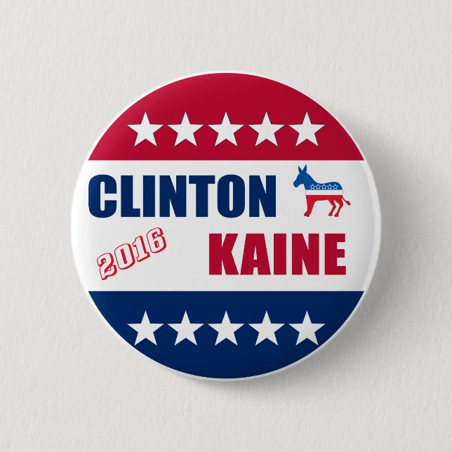 Bóton Redondo 5.08cm Eleição 2016 de Clinton Kaine | (Frente)