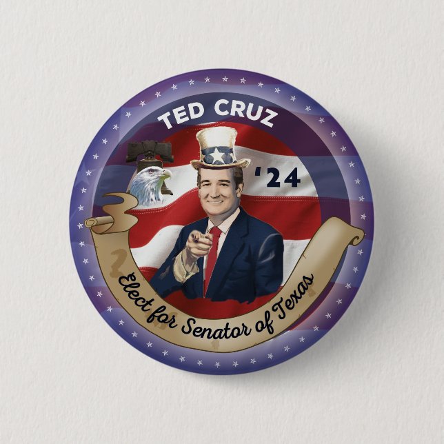 Bóton Redondo 5.08cm Eleita Ted Cruz para Senador do Texas (Frente)