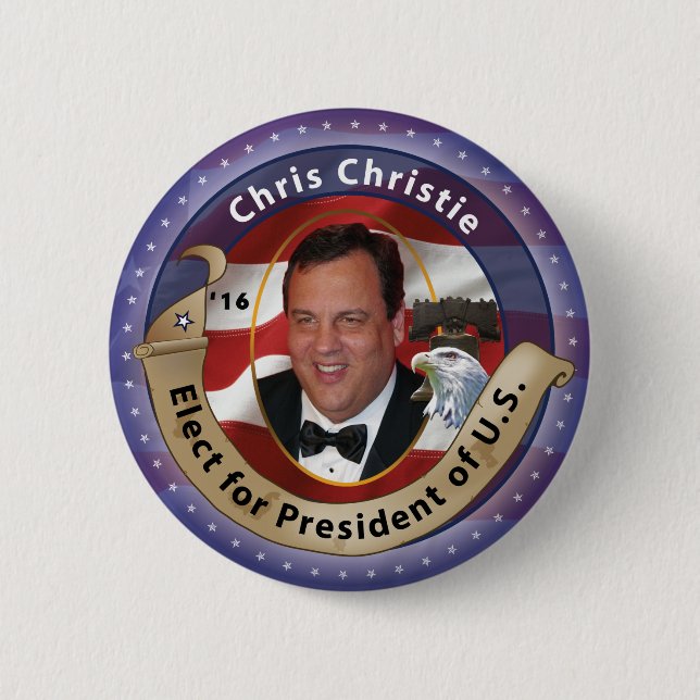 Bóton Redondo 5.08cm Eleja Chris Christie para o presidente 2016 (Frente)