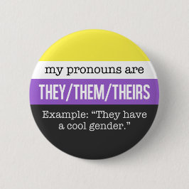 Bóton Redondo 5.08cm Eles/eles pronomes - bandeira de Nonbinary