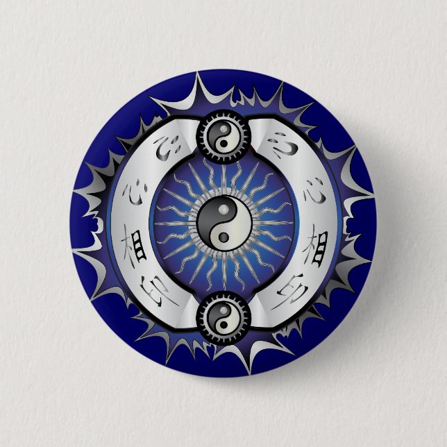Bóton Redondo 5.08cm Elétrico Blue Yin Yang (Frente)