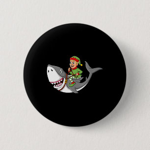 Bóton Redondo 5.08cm Elf Riding Shark Christmas Boys Raparigas Kids Xma