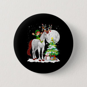 Bóton Redondo 5.08cm Elfo de Natal Montando Rena Cavalo Boneco de Neve
