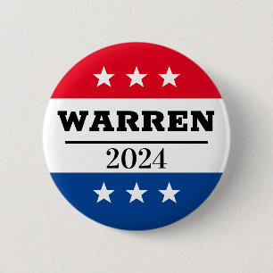 Bóton Redondo 5.08cm Elizabeth Warren 2024 Pin eleitoral