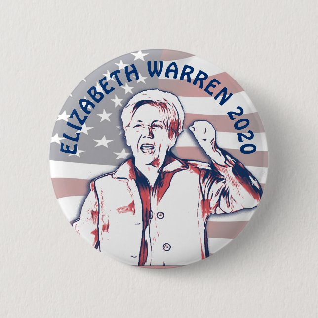 Bóton Redondo 5.08cm Elizabeth Warren para as eleições do Presidente 20 (Frente)