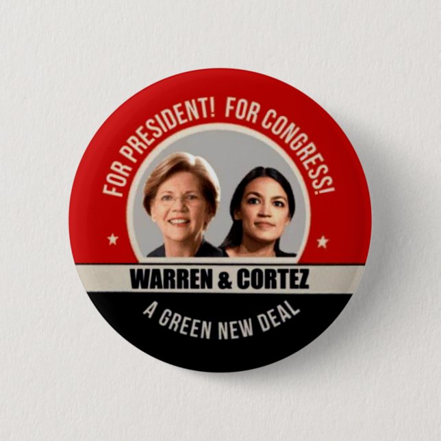 Bóton Redondo 5.08cm Elizabeth Warren para o Presidente 2020 (Frente)