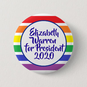 Bóton Redondo 5.08cm Elizabeth Warren para o Presidente 2020