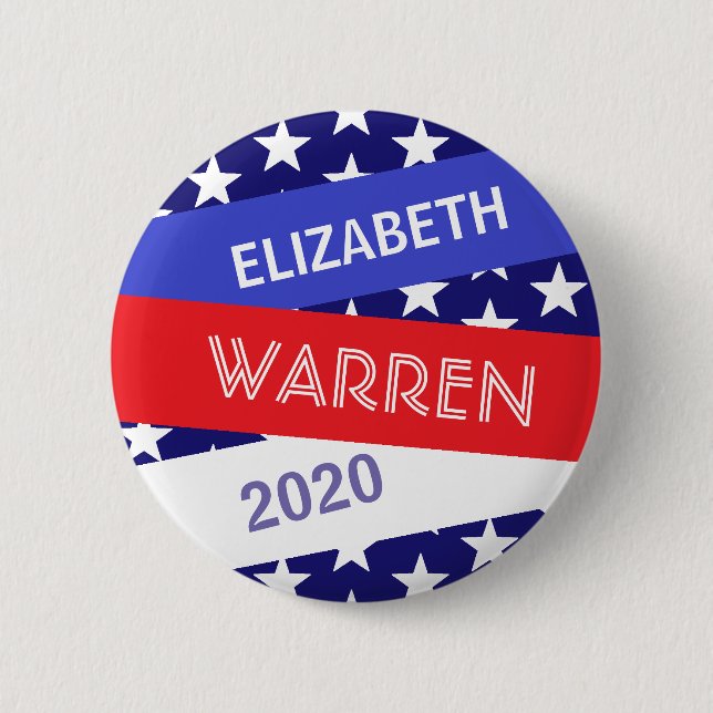 Bóton Redondo 5.08cm Elizabeth Warren para o Presidente 2020 (Frente)