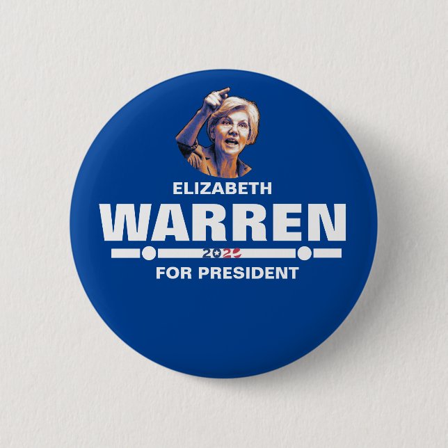 Bóton Redondo 5.08cm Elizabeth Warren para Presidente (Frente)