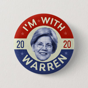 Bóton Redondo 5.08cm Elizabeth Warren Presidente 2020 Democrat Pic Retr