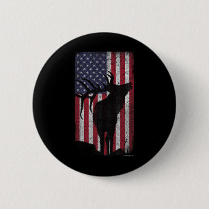 Bóton Redondo 5.08cm Elk Hunling Bull Us Flag - American Retro