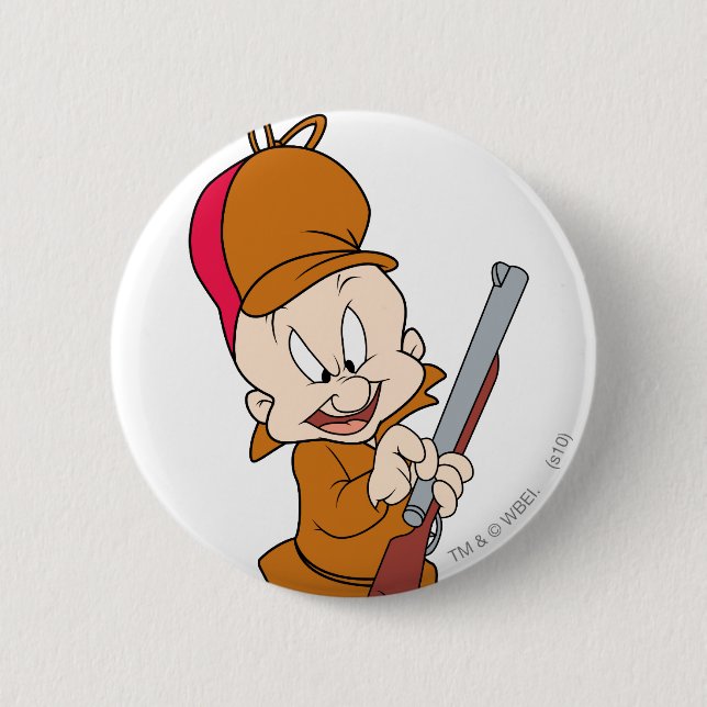 Bóton Redondo 5.08cm ELMER FUDD™ Pronto para Caçar (Frente)