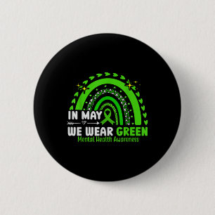Bóton Redondo 5.08cm Em maio, Vestimos o Green Semicolon Mental Health