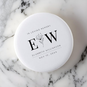 Bóton Redondo 5.08cm Em Memória Amante Memorial Moderna Folhagem Monogr