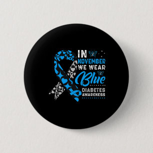 Bóton Redondo 5.08cm Em novembro Vestimos a Faixa Azul T1d Diabetes T2d