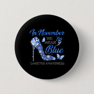Bóton Redondo 5.08cm Em novembro Vestimos Diabetes de Alto Céu Azul Fit