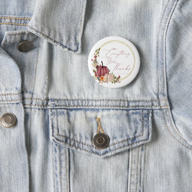 Bóton Redondo 5.08cm Em tudo, dá aos obrigados pastel e abóboras dourad (In Situ)