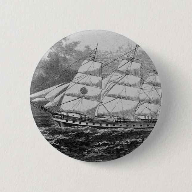 Bóton Redondo 5.08cm Embarcação de Navegação Antiga (Frente)