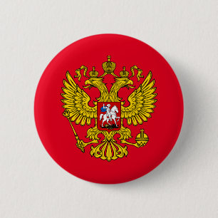 Bóton Redondo 5.08cm Emblem de águia de dupla cabeça, imperial russo 