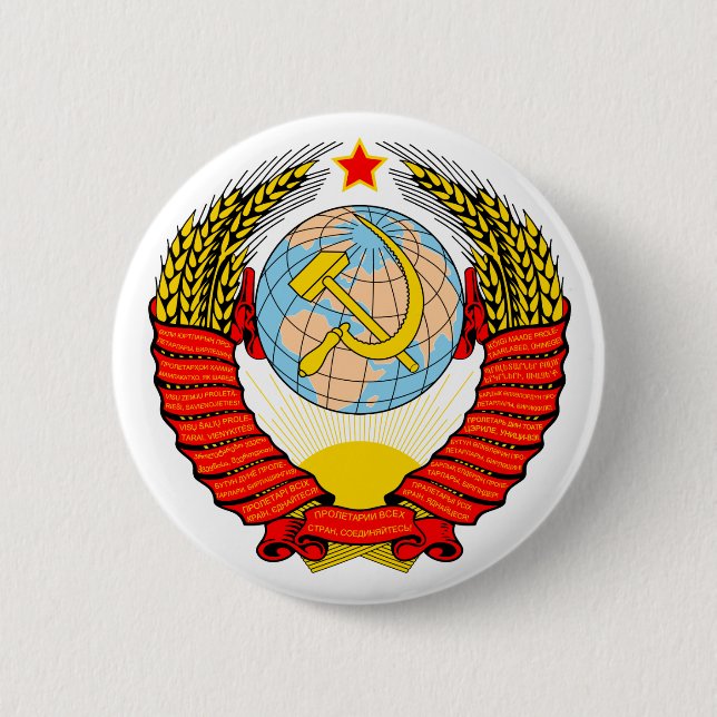 Bóton Redondo 5.08cm Emblema de União Soviética com CCCP (Frente)