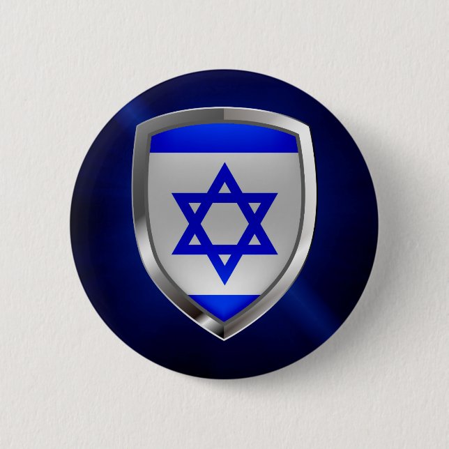 Bóton Redondo 5.08cm Emblema Metálico de Israel (Frente)