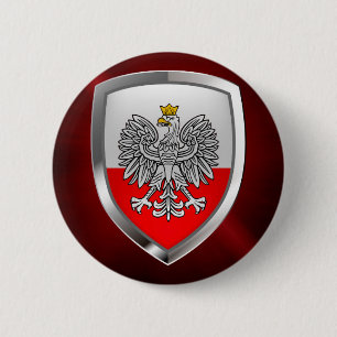 Bóton Redondo 5.08cm Emblema metálico do Polônia