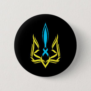 Bóton Redondo 5.08cm Emblema Nacional Ucraniano Cores Amarelo Azul - Uk