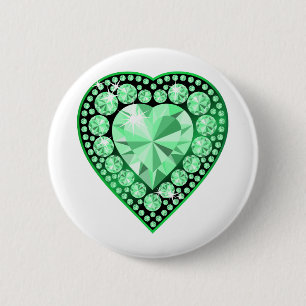 Bóton Redondo 5.08cm Emerald Gem Heart