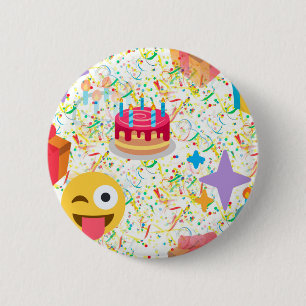 Bóton Redondo 5.08cm emoji de feliz aniversário