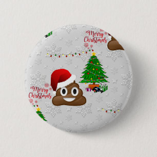 Bóton Redondo 5.08cm emoji do poo do Feliz Natal