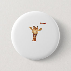 Bóton Redondo 5.08cm emoji feliz face de girafa entusiasmada