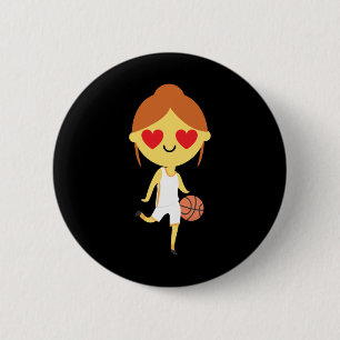 Bóton Redondo 5.08cm Emoji, garota de basquete