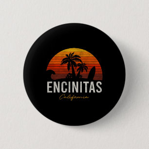 Bóton Redondo 5.08cm Encinitas Califórnia Ca Palmeiras Surf Pôr do Sol 