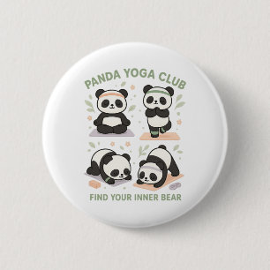 Bóton Redondo 5.08cm Encontre Seu Panda Interior Panda Yoga Club Tee