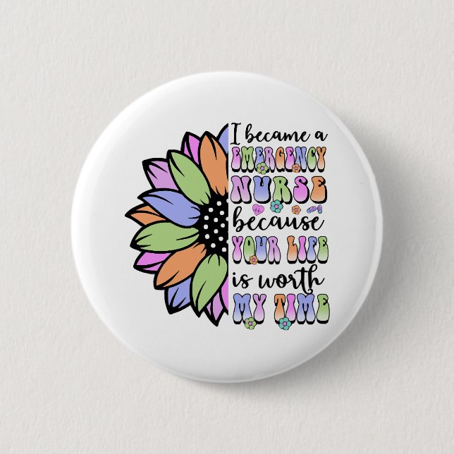 Bóton Redondo 5.08cm Enfermeira de Emergência... (Frente)